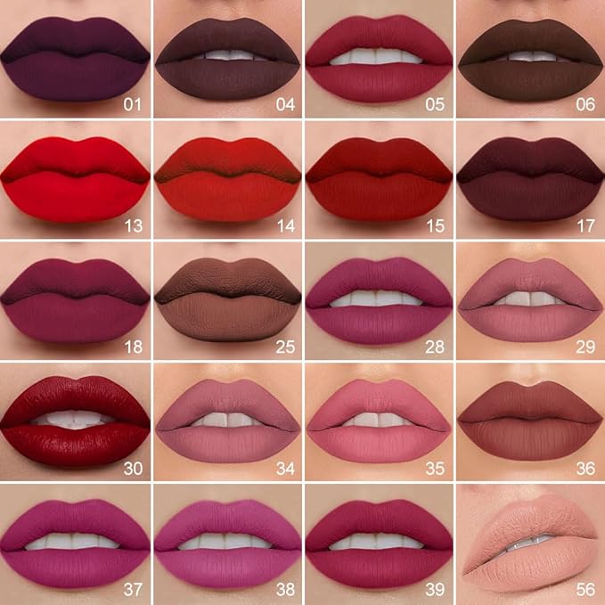evpct 1Pcs Dark Oxblood Red Matte Lip Liner and Liquid Lipstick Stain Makeup Set for women, Red Long Lasting Smudge Proof Lipstick labiales matte mate larga duracion listip 24 hours originales, 30#