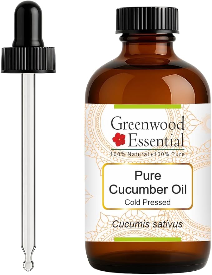 Greenwood Essential Pure Pure Cucumber Oil (Cucumis sativus) with Glass Dropper Cold Pressed 120ml (4 oz)