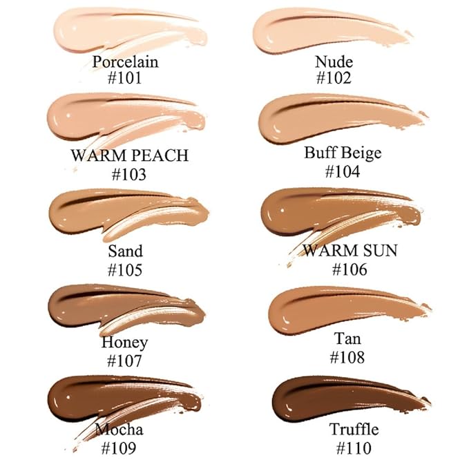 PHOERA Foundation,Full Coverage Flawless Soft Matte 24 HR Oil Control Waterproof Concealer Makeup. (1 Pcs-104- Buff Beige)