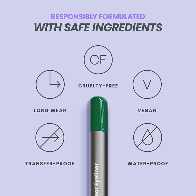 Wonderskin 1440 Longwear Green Eyeliner Pencil with Sharpener - Waterproof, Sharpenable Eyeliner Pencil & Smudge Proof Green Eye Liner Pencils (Pine)