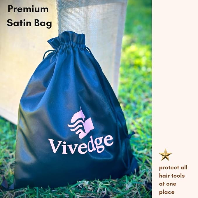 VIVEDGE| Curly Hair Comb Set | Carbon Fiber Detangler Wide Tooth Parting Combs anti static frizz-free with Premium Acccessories for Styling | Gift set for loved ones (Black-Pink)