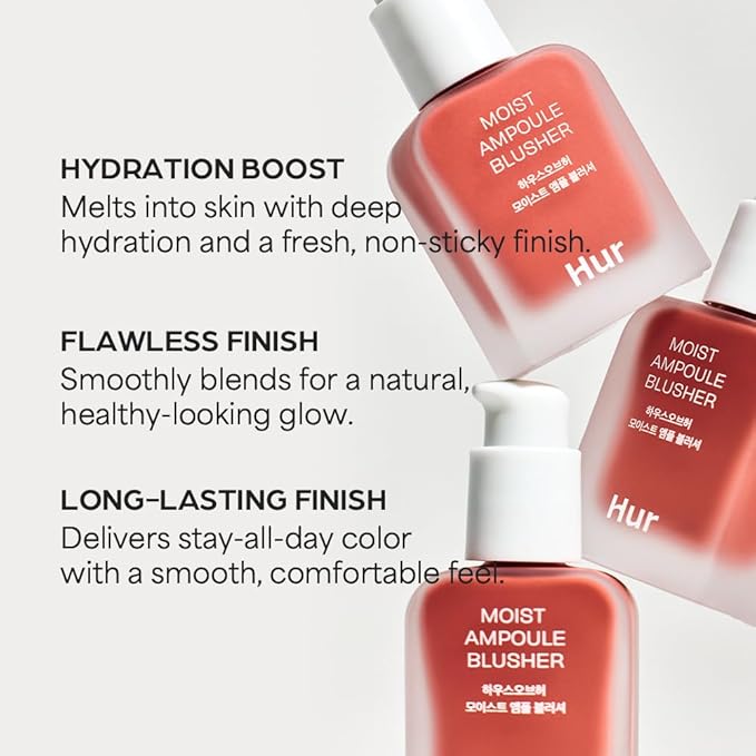 House of Hur Moist Ampoule Blusher with 50% Moisture Essence | Hydrating & Long-Lasting Blush | 0.68fl.oz (9 Shades) (Cherry Blossom)