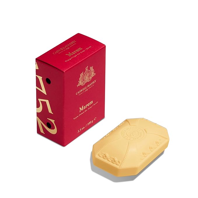 Caswell-Massey Marem Natural Bar Soap for Women, Moisturizing Body Soap Bar for All Skin Types, Made with Essential Oils & Plant-Based Formula for Soft Skin, 3.5 oz
