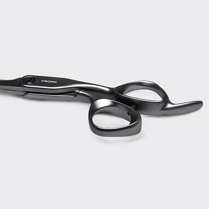 Fromm Invent 5.75" 28 Tooth Thinning Shears for Haircutting Wet and Dry Hair, Polished Silver Japanese Steel Scissors with Semi-Convex Blades and Microserrated Thinning Teeth