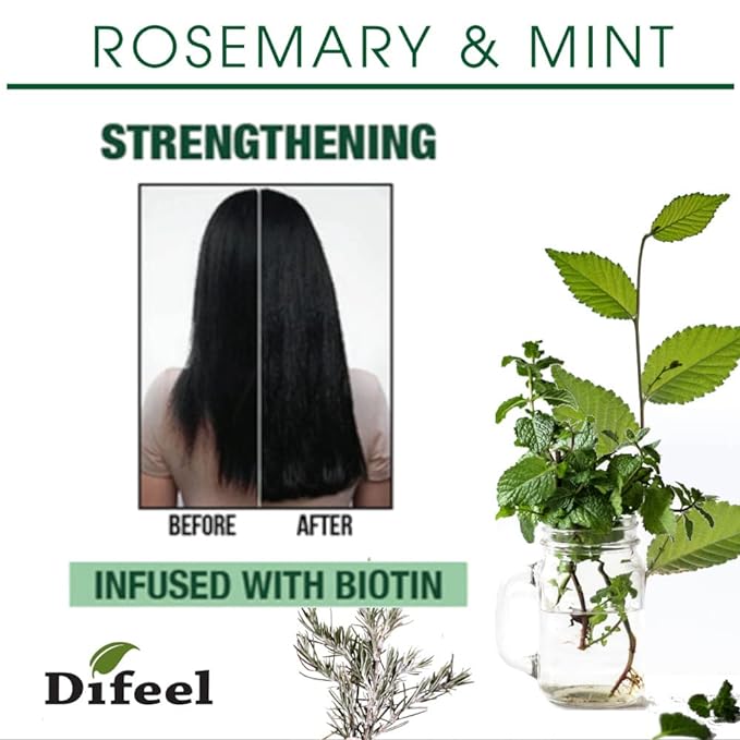 Difeel Rosemary and Mint Premium Hair Oil with Biotin 8 oz. - Made with Natural Mint & Rosemary Oil for Hair Growth