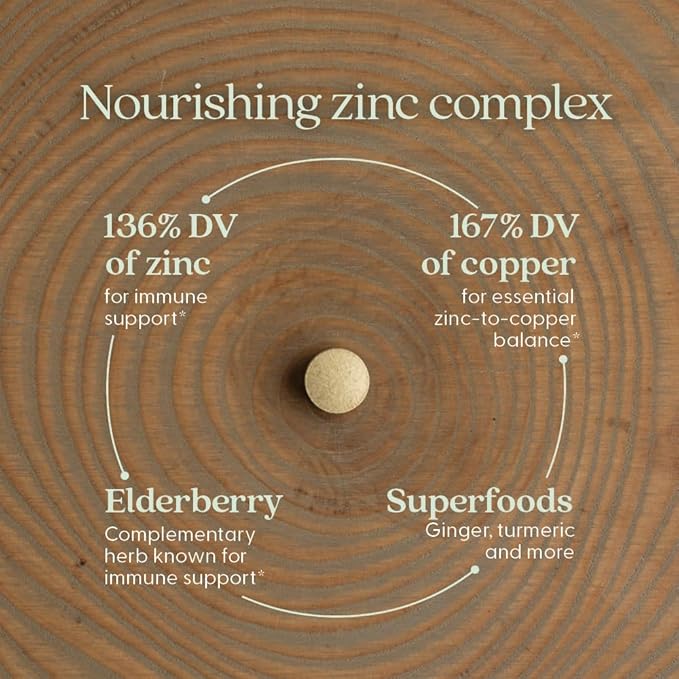New Chapter Zinc Supplement, Fermented Zinc Complex, ONE Daily for Immune Support + Skin Health, Mineral-Balancing Formula Rich in Copper, Easy to Swallow & Digest, 60 Count (2 Month Supply)