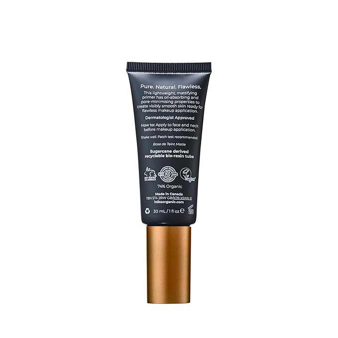 INIKA Organic Matte Perfection Primer | Minimise Pores, Smooth Skin, Reduce Oil. Lightweight Mattifying Primer. Skincare Infused to Reduce Signs of Ageing. 100% Natural + Vegan Formula. 30mL