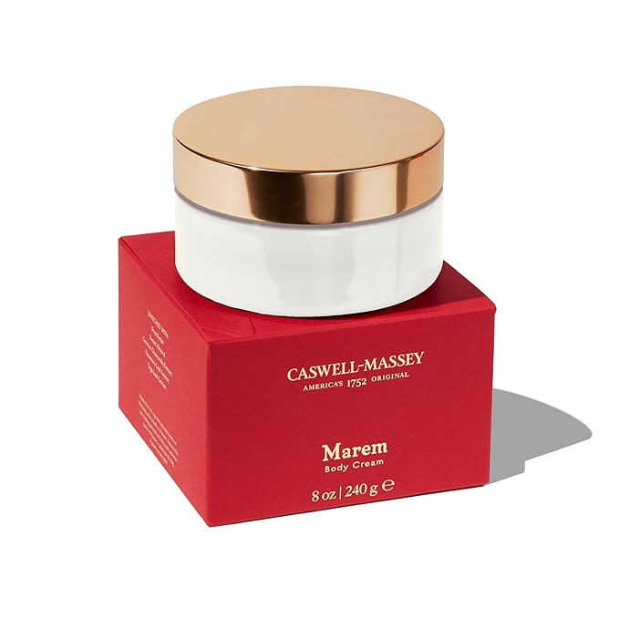 Caswell-Massey Marem Body Cream, Scented Body Lotion for Women, Natural Scented Moisturizer, Soothing, Velvety-Smooth Formula, Made in USA, 8 Oz Jar
