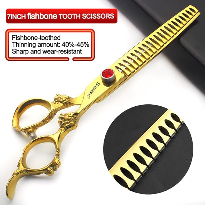 5.5/6 /7 Inch Purple Dragon Knight Professional Japanese Hair Scissors Barber Scissors Set (7 inch 3pc-B)