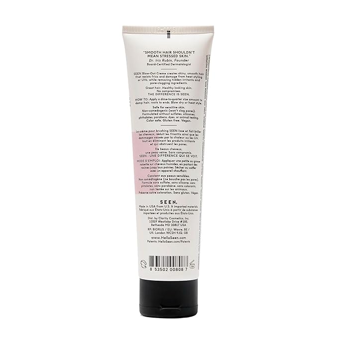 SEEN - Blow-Out Creme - Scented - Non-Comedogenic & Formulated without Sulfates Blow Out Hair Cream- Reduces Frizz- Heat Protectant- Safe for Sensitive & Acne Prone Skin