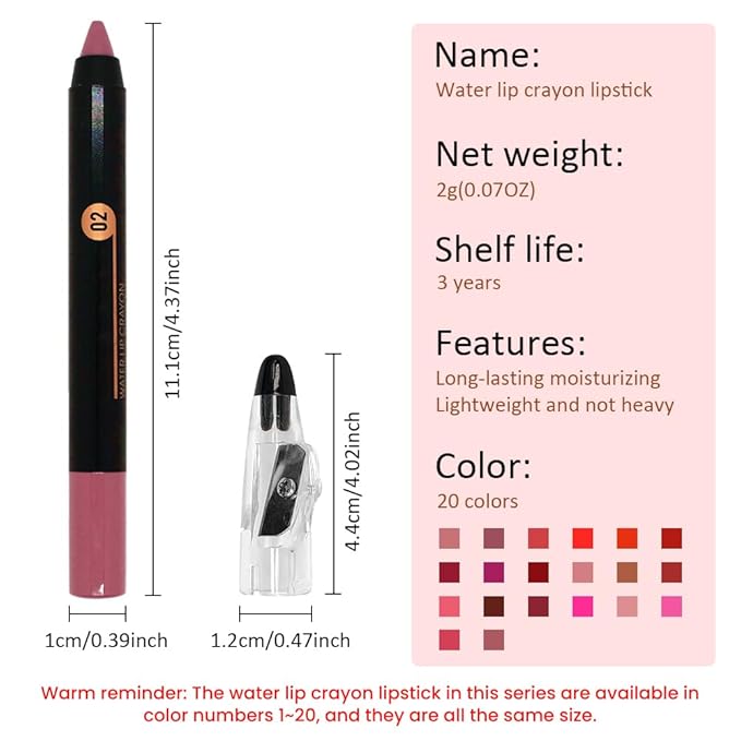 Rust Red Crayon Matte Lipstick Lip Liner Pencil, Moisture Smooth Lipstick Pencil, With pencil sharpener Sharpenable Lip Pencil, Ultimate Lip Crayon for Women Smudgeproof Waterproof 02#