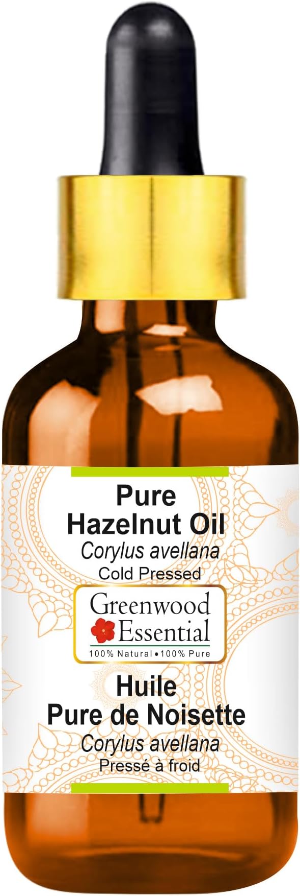 Greenwood Essential Pure Hazelnut Oil (Corylus avellana) with Glass Dropper Cold Pressed 10ml (0.33 oz)
