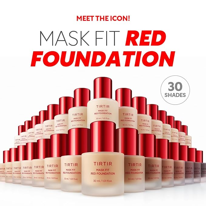 TIRTIR Mask Fit Red FoundationㅣLong Lasting Flawless Coverage, Energy Essence, Lightweight, Hydrating, Pore-Blurring, Breathable Satin Finish, Makeup, Radiant Skin, #23N Sand, 1.01 Fl Oz