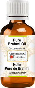 Greenwood Essential Pure Brahmi Oil (Bacopa monnieri) 100% Natural Therapeutic Grade for Personal Care 50ml (1.69oz)