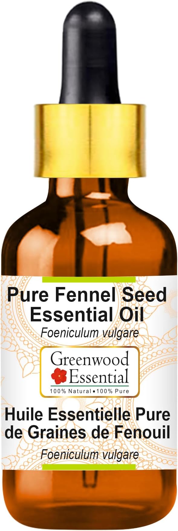 Greenwood Essential Fennel Seed Essential Oil (Foeniculum vulgare) with Glass Dropper | Pure | Non-Sticky | Non-Greasy | Lightweight | Men & Women | All Skin Types | Steam Distilled 30ml (1 oz)