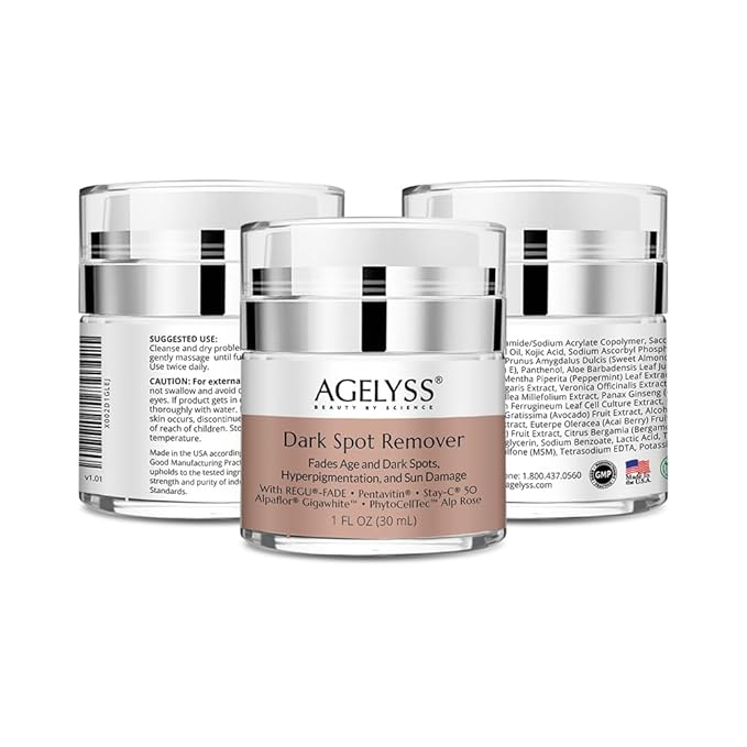 Agelyss Dark Spot Remover – Brightening Serum – Fades Appearance of Dark Spots, Evens Skin Texture, Hydrating & Nourishing – Paraben-Free, Vegan, Cruelty-Free – 1 FL OZ - Pack of 3