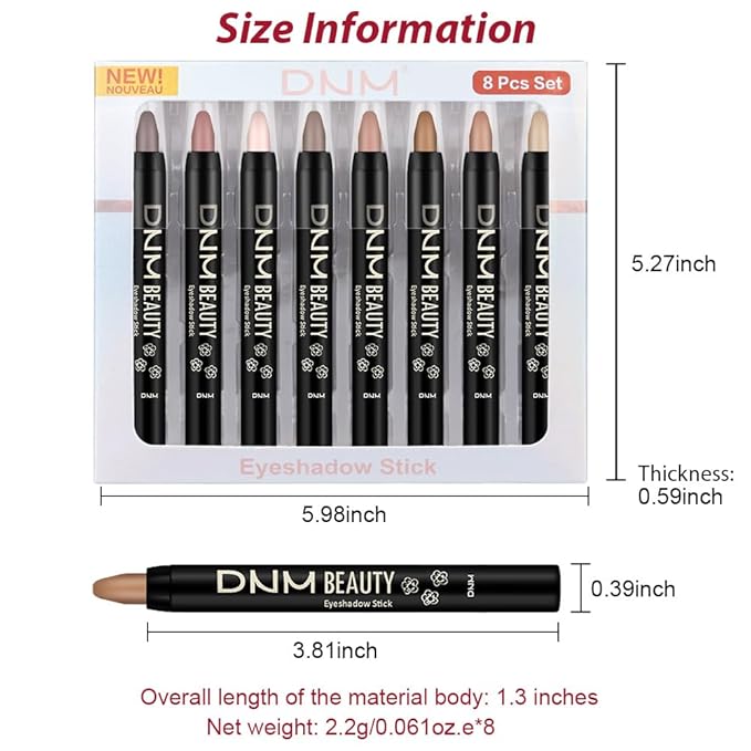 8Pcs Cream Eye Shadow Sticks Makeup for Women, Matte Shimmer Eyeliner Pencil Eyeshadow Brightener Stick for Eyes, Waterproof Eyeshadow Applicator Blendable sombras para ojos Set12#