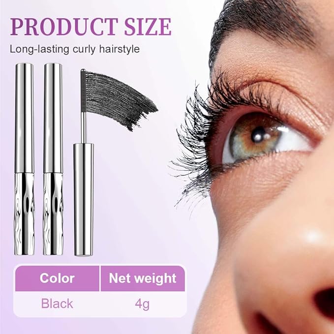 Iron Wand Mascara,Waterproof Metal Wand Mascara Tubing, 3D Curling Metal Wands Mascaras Black Washable, Long-lasting 3D Curling Eyelash, Smudge Proof & No Flaking (Black-1 * 2)