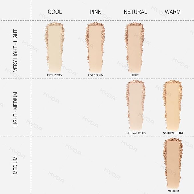 KYDA Mineral Powder, SPF 35, 4-in-1 Mineral Pressed Powder Foundation with Concealer and Setting, Matte Weightless Pressed Foundation, Light to Medium Coverage, FAIR IVORY