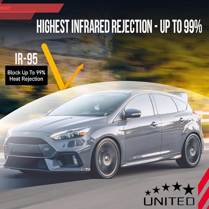 United Ceramic Pro Window Tint Car 60In x100Ft 2Ply Nano Ceramic IR-95 with 20% VLT - Outstanding Clarity & Views Window Tint for Car Home Blocks UV/IR Rays, Adhesive Film W/Lifetime Color Stability