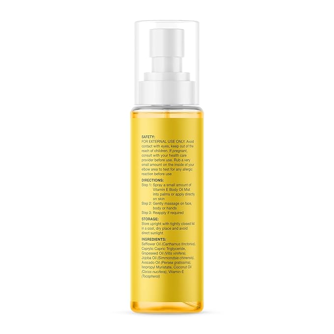 Majestic Pure Vitamin E Oil Body Mist- 100% Pure & Natural - After Shower Body Oils for Women and Men - Scented, Radiant, Skin Therapy Firming Massage Oil - 6.8 Fl Oz