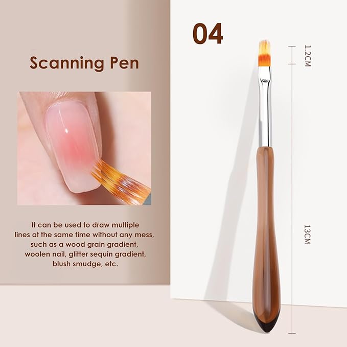 Versatile Nail Art Brushes Scanning Pen – Effortless Multi-Line Design for Tweed, Blush Gradient, and Glitter Accents, 04