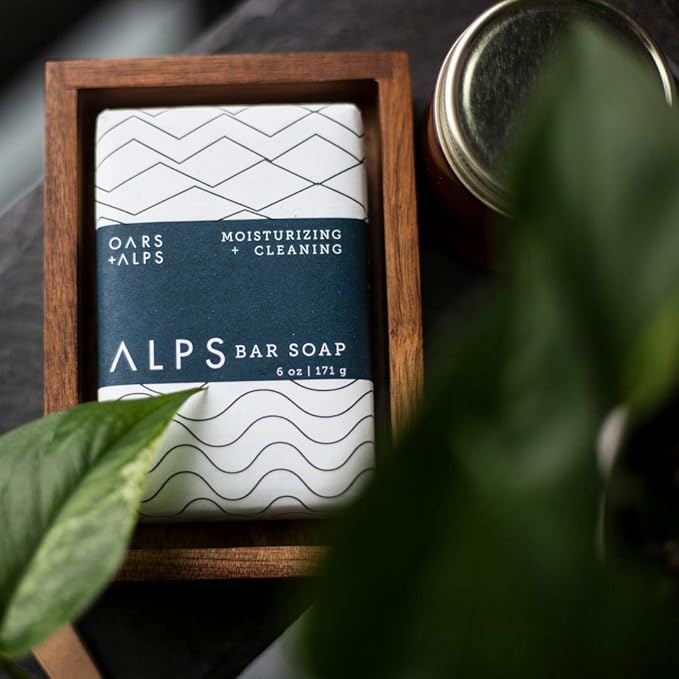 Oars + Alps Moisturizing Bar Soap for Men, Men's Bar Soap with Shea Butter & Jojoba Oil, Hydrating Dermatologist Tested & Made with Natural Clean Ingredients, Travel Size, 1pk, 6oz