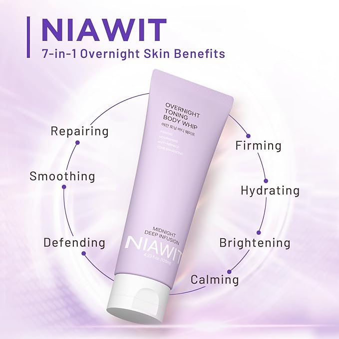 Overnight Toning Body Whip – For Loose Crepey Skin on Arms, Thighs & Belly | Firming, Moisturizing & Anti-Wrinkle Night Cream to Improve Tone While You Sleep, 4.23 fl.oz