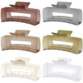 4 Inch Big Hair Claw Clips 6 Pcs Large Claw for Thick Hair Square Hair Clips for Women Rectangle Hair Clips Nonslip Acrylic Banana Jaw Clips Hair Accessories for Girls (Tea)