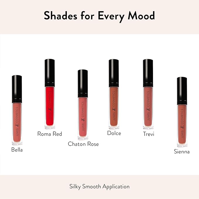 Juwel Cosmetics Liquid Lipstick for Women, High Pigment Long Lasting Lipstick, Lightweight Creamy Finish, Transfer-Proof Mineral-Based Nourishing Formula, Cruelty-Free & Lead-Free Lip Color, Bella
