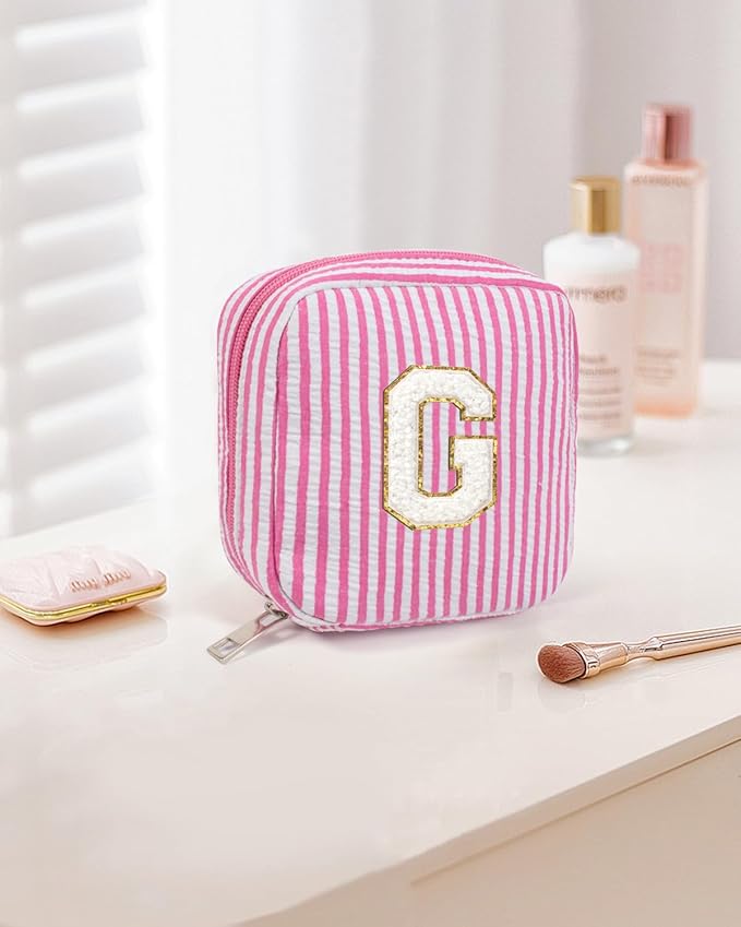 LETGO Personalized Makeup Bag for Women - Monogram Cosmetic Bag Travel Toiletry Bag Brush Holder Birthday Gifts for Women Her Wedding Bridesmaid Friend Sister Teacher Wife Grandma
