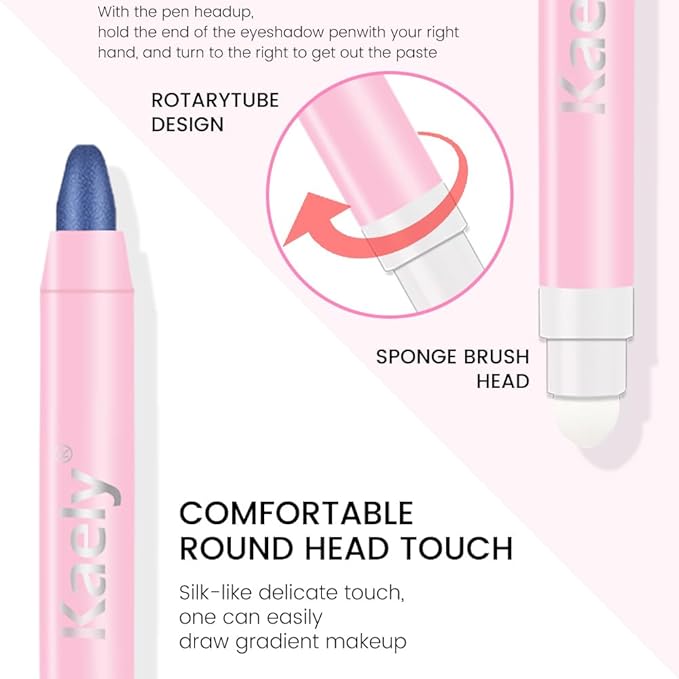 Kaely 2in1 Cream Eye Shadow Brightener Sticks for Eyes, Pencil Eyeshadow Applicator Stick Waterproof Pigmented, Eye Shadow Palette Highlighter Makeup, sombras para ojos, 31 Midnight Blue Shimmer