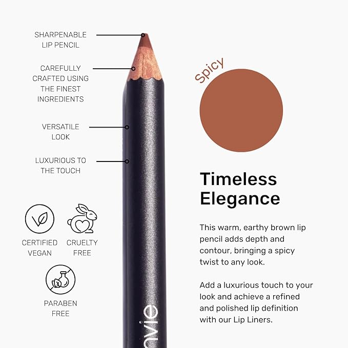 nude envie - Lip Liner - Smooth, Precise & Easy Application - Pigmented, Long-Lasting Lip Pencil - Add Definition - Prevents Feathering - Sharpenable - Vegan, Paraben-Free & Cruelty-Free - Spicy