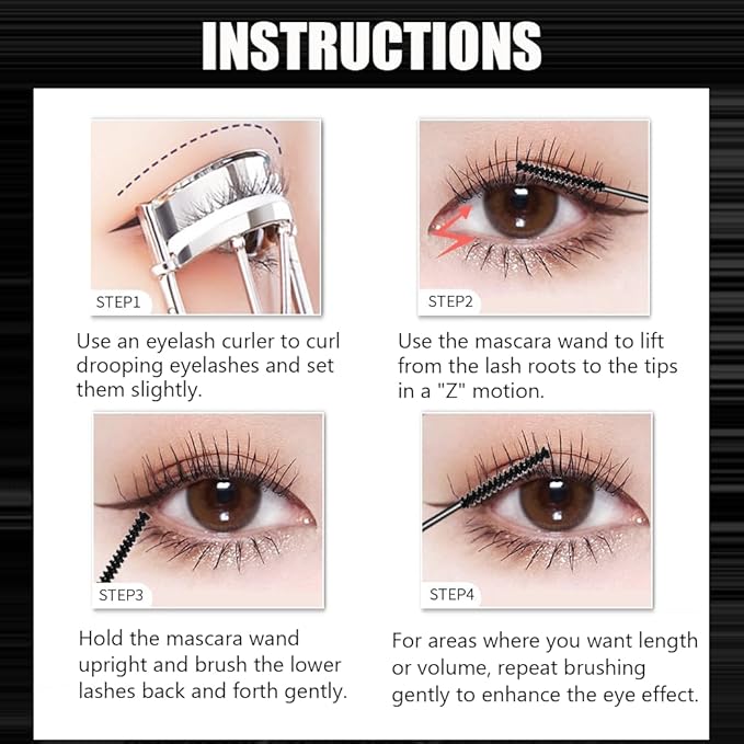 Ultra-Slim Brush Tubing Mascara for Mature Lashes – Waterproof Volume + Length for Fine Short Lower Lashes, Hypoallergenic Smudge-Proof Formula, Older Women Sensitive Eyes Friendly (Black)