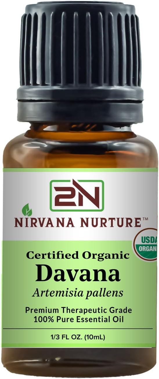 Davana Essential Oil USDA Certified Organic 100% Pure Premium Therapeutic Grade, Undiluted - Aromatherapy Diffuser for Calm and Relaxation, Skin Care, Hair Care