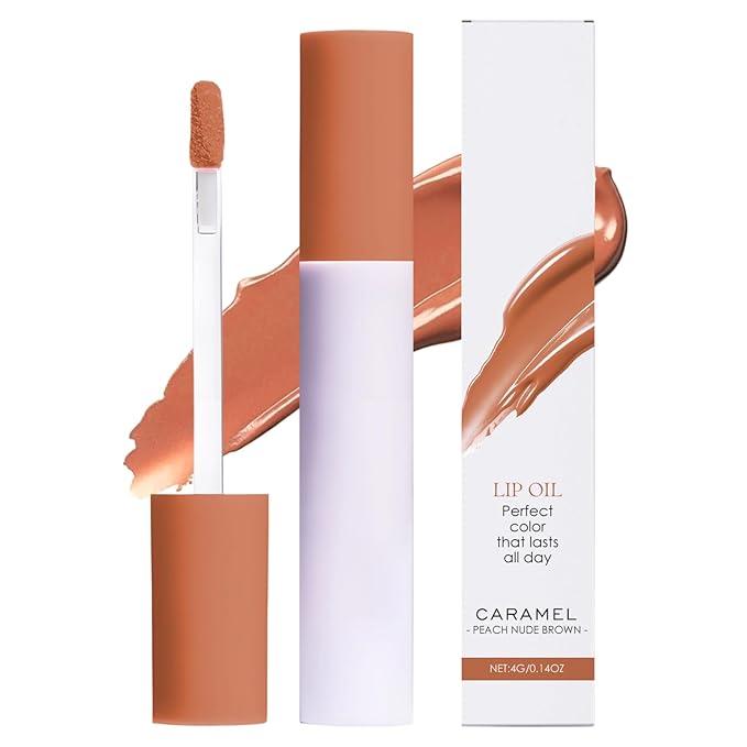 Lips Staining Lip Oil, 2025 Upgrade Lips Staining Long-Lasting Moisturizing Lip Oil Both an Oil and a Stain, Dynamic Finish Lip Tint Lips Oil Glossy Creamy Texture for Girl and Women (CARAMEL)