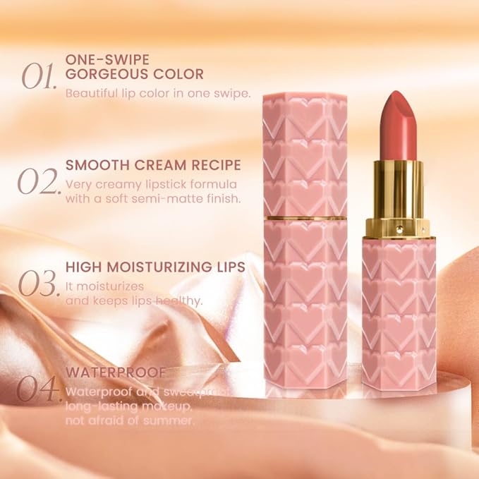 evpct 1Pcs Nude Pink Lipstick, Silky Velvet Matte Lipstick Pack Sets for Women, Long Lasting Smudge Proof Lipstick Lip Stain Makeup Kit matte lipstick 24 hours original N02