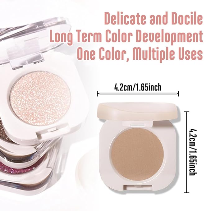Matte Single Eyeshadow Palette Makeup for Green Blue Eyes, Light Brown Matte Eyeshadow For Women, Holographic Multichrome Cream Iridescent Single Monochrome Eye Shadow Makeup
