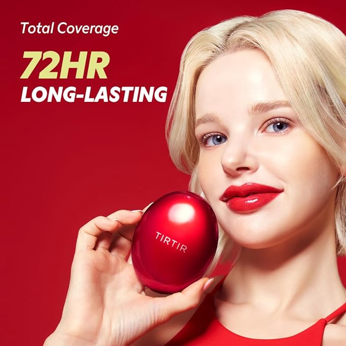 TIRTIR Mask Fit Red Cushion Foundation | Full coverage, Weightless, Skin fit, Satin Glow Finish, Korean Makeup BB Foundation, beauty, Tattoo cover up, Buildable (#13C Fair, 0.63 Fl Oz)