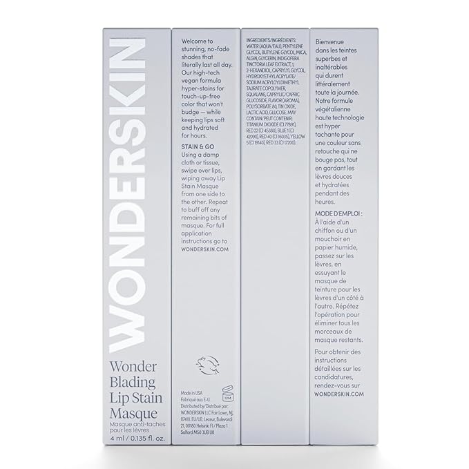 Wonderskin Wonder Blading All Day Lip Stain Peel Off Masque and Reveal Kit - Long Lasting, Waterproof Pink Lip Tint, Transfer Proof Natural Makeup Stain Kit (Neon Rose)