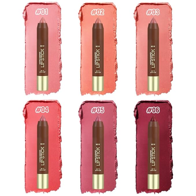 2Pcs Matte Lipstick Crayon Set for Women, Rose Pink Ruby Red 24 Hour Lipstick Lip Liner Pencil, Neutral Lip Stick Lipliner Long Lasting Waterproof Smudge Proof, Vegan & Cruelty-Free, 01+04