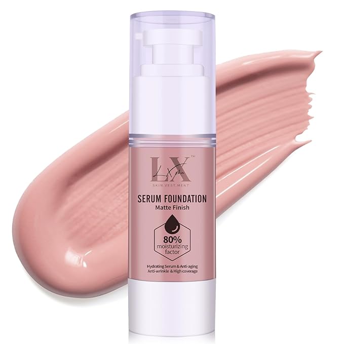 Moisturizing Foundation with 1% Hyaluronic acid, Deep Hydration & High Coverage Serum Foundation for A Smooth & Satin Finish, 201 Medium