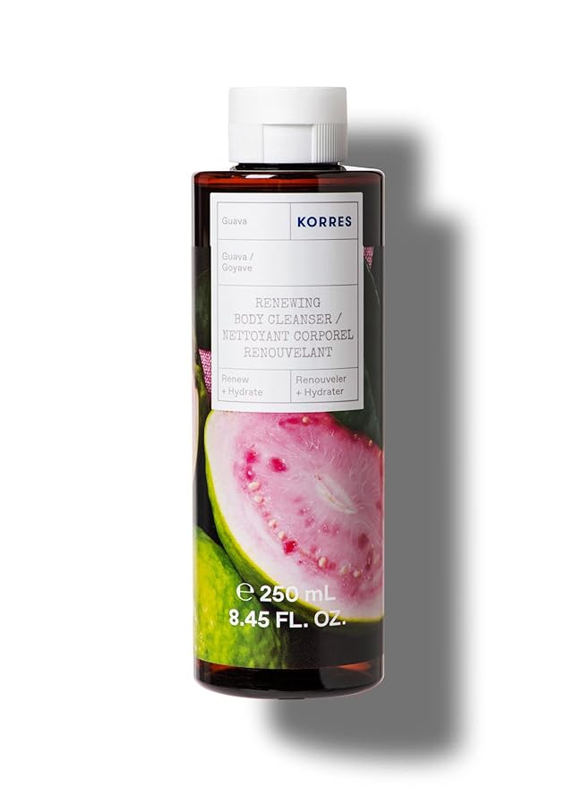 KORRES Renewing Body Cleanser, Guava Scent, Foaming Shower Gel for Women & Men with Hydrating Greek Botanicals, Body Wash for Smooth Skin, Vegetarian & Cruelty Free, Made in Greece, 8.45 Fl Oz