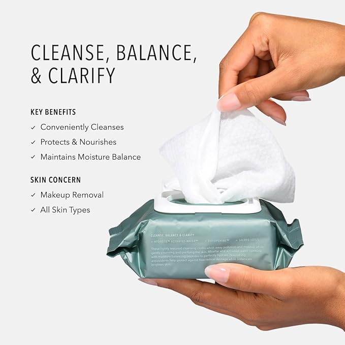 HydroPeptide HydroActive Cleanser, Micellar Facial Cloths, Cleanses Makeup, Dirt, and Excess Oil and Hydrates, 5 Pack (150 total clothes)