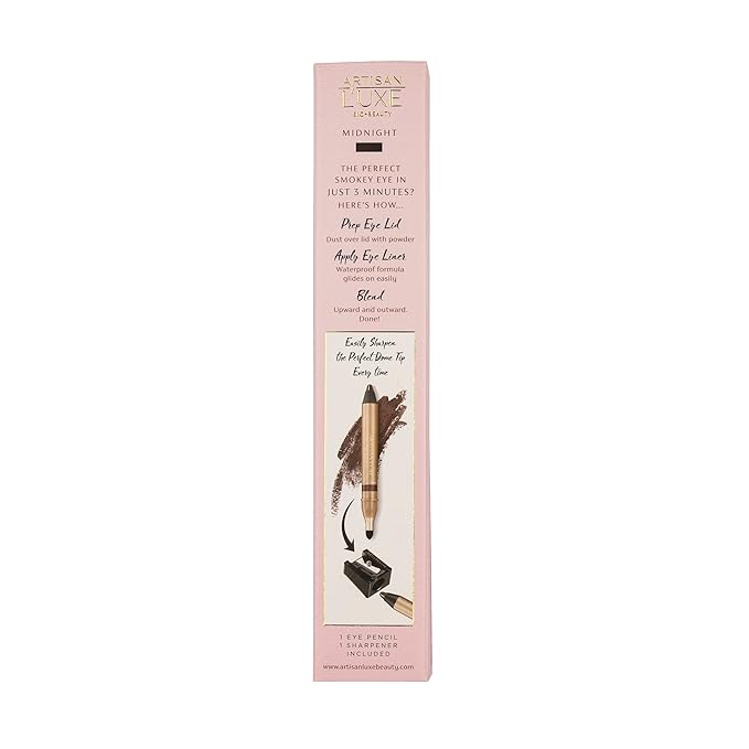 Artisan L'uxe Beauty Velvet Jumbo Eyeliner Pencil Smokey Eyes in 3 Minutes Water Proof, Smudge Proof, Long Lasting Age Defying Essential Oils Midnight (Shade: Black)