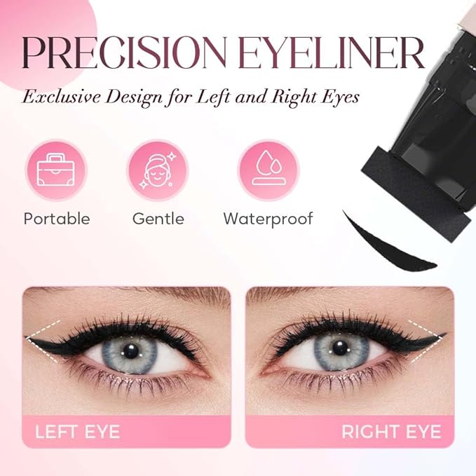 Gel Eyeliner Pencil Set, 2026 New Foldable Eyeliner Stamp for Perfect Wings, Waterproof Eyeliners Tool, Smudge Proof Eyeliners Pen for Beginners (2pcs Brown)