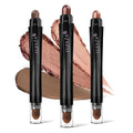 3PCS Eyeshadow Stick,Shimmer Red And Matte Brown Cream Eyeshadow Pencil Crayon with Crease-proof Formula,Waterproof & Long Lasting Eye Shadow Sticks Set