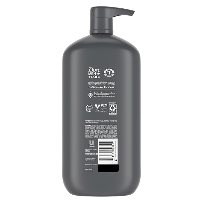 DOVE MEN + CARE Body and Face Wash Invigorating Revive 3N1 with Tea Tree Oil, with 24-Hour Nourishing Micromoisture Technology, 30 oz