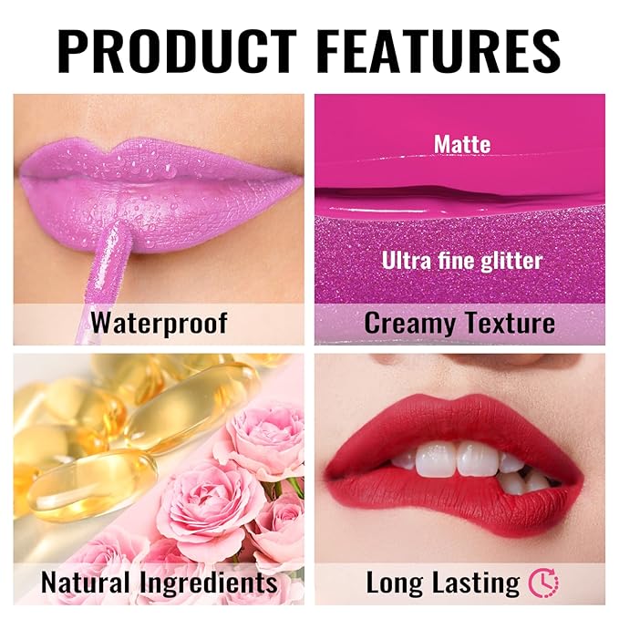 Oulac Matte Liquid Orange Lipstick for Women, Long Lasting Lipstick Waterproof Lip Stain, No Transfer, Creamy High Pigmented Formula with Rose Oil, Vegan & Cruelty-Free,Orange Red M07