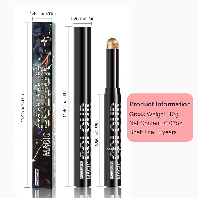 White Shimmer Eyeshadow, White Cream Glitter Eyeshadow Stick Pencil, Waterproof Long Lasting High Pigment Eye Shadow Crayon Pen, Women Multi-Dimensional Eye Highlighter Stick (19#)